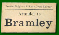 Luggage Label - Arundel Station to Bramley Station