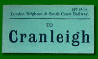 Luggage Label - Arundel Station to Cranleigh Station